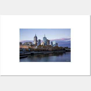 The Melbourne Skyline, the Yarra River and Princess Bridge, Victoria, Australia. Posters and Art